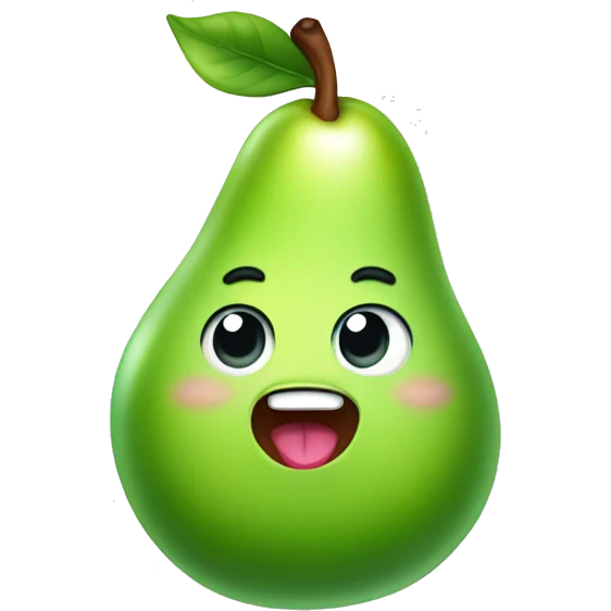 Shiny Green Cute pear with tongue emoji