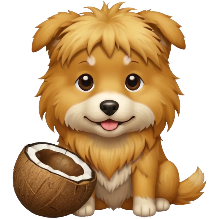 A dog holding a coconut emoji