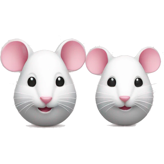 one pink rat and one white rat same size emoji