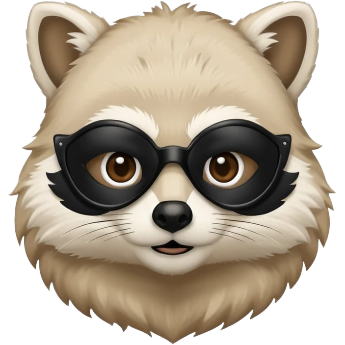 white racoon holding a human mustache emoji