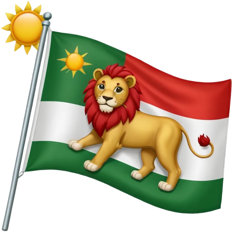 A flag with Lion & sun & green , withe & red color in the background of flag emoji