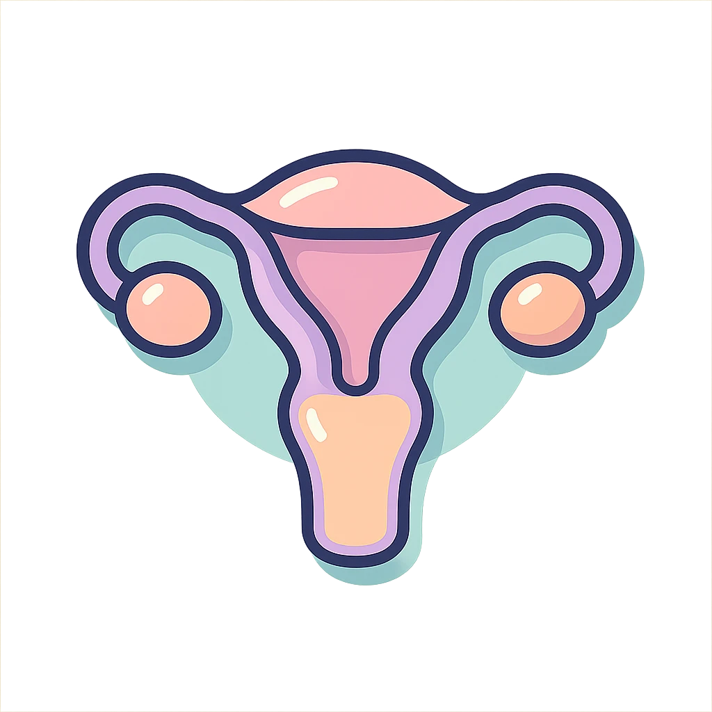 female uterus stylized, icon-color-outlined style, detailed shadows and highlights, thin clean contours, soft rounded shapes, pastel palette #98B5BC, #B5B3C1, #C9A3C9, #E4C0CA, #F7DCD1, #F7C0AA, modern Japanese pop art and sticker aesthetic, soft lighting, transparent background emoji