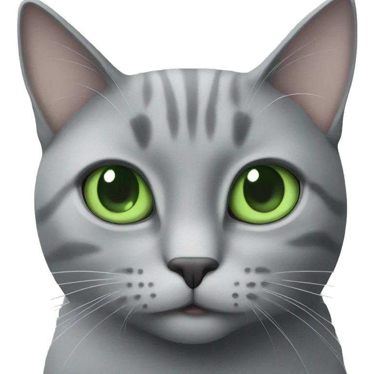 Grey cat with green eyes seating in front of the MacBook emoji
