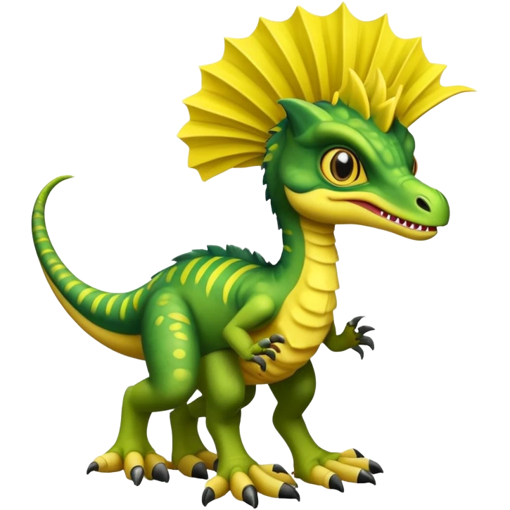 Dilophosaurus with yellow frills 2 limbs each and 1 tail emoji