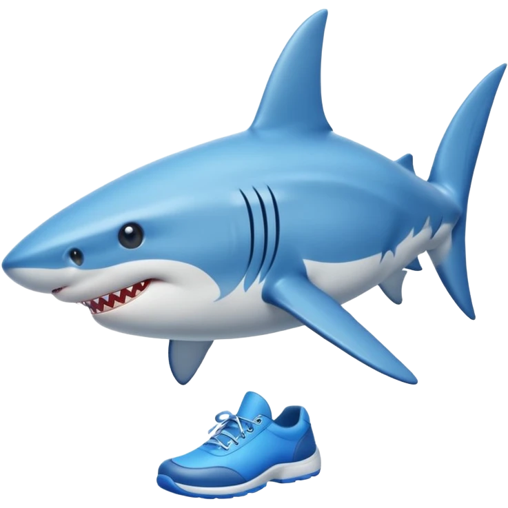 Shark with legs wearing blue shoes emoji