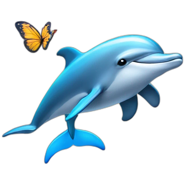 A dolphin with butterfly wings emoji