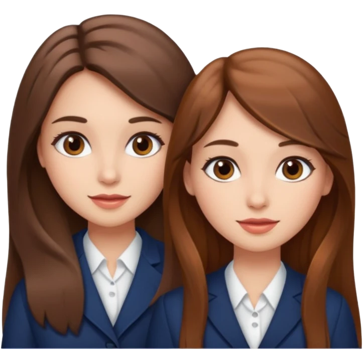 TWO BROWN HAIRED GIRLS DOING PROJECT, PROFESSIONAL AND CUTE , LONG HAIR MAKEUP emoji