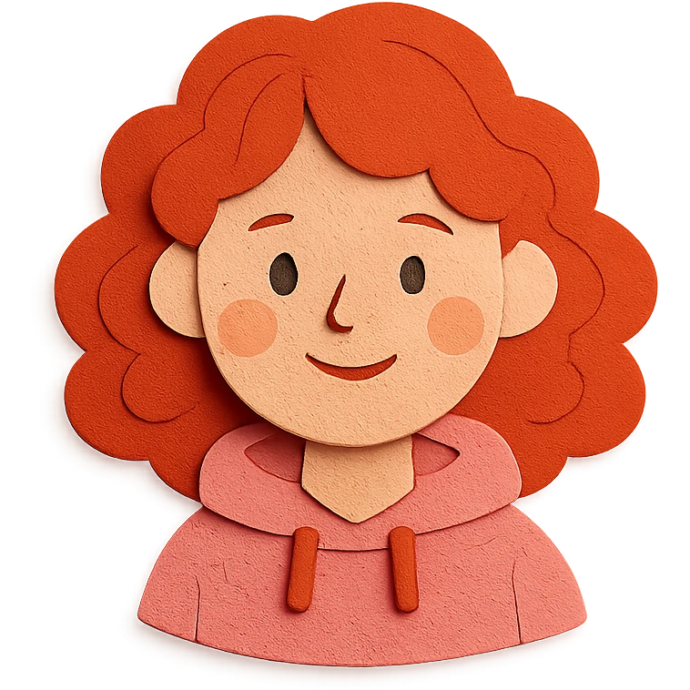 A girl with red curls and a pink hoodie emoji