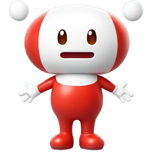 Very shiny full body character with pill capsule head with retro antennae and jetsons aesthetic  puffy body and welcoming waving arms Japanese animation inspired Anpanman with big boots and antennae red and white colors only emoji