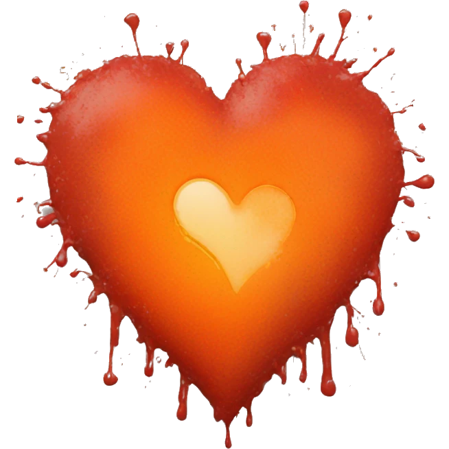 splattered paint heart glowing red-orange warmth emoji
