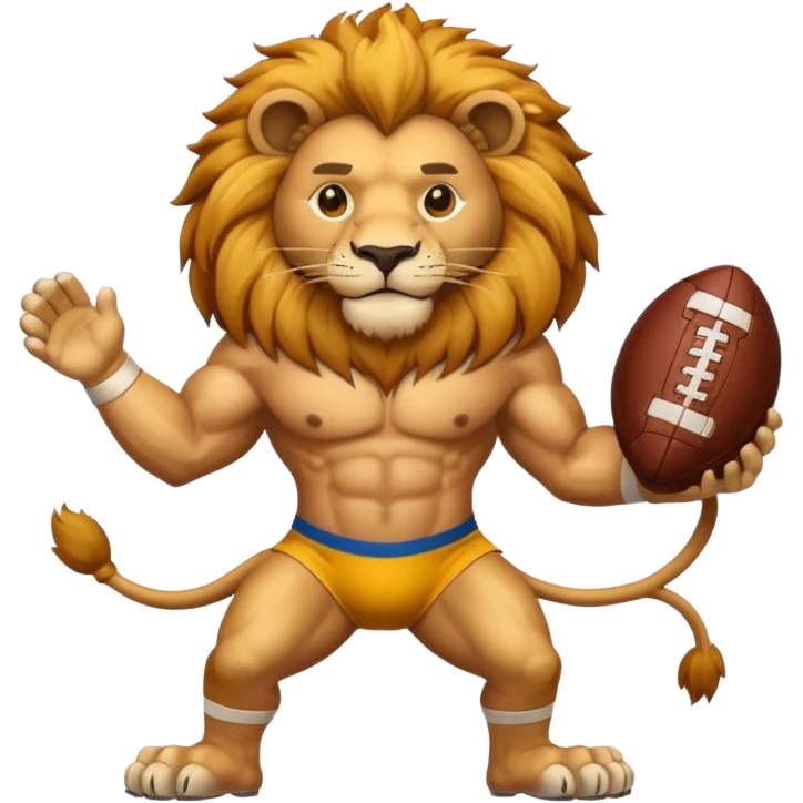 Ein Löwe mit einem fußball emoji