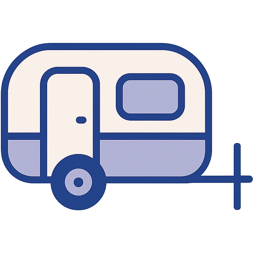 caravan, modern icon style, simple and clear, clean lines, minimal detail, suitable for app or web interface emoji