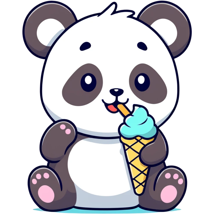 Panda eating ice cream emoji