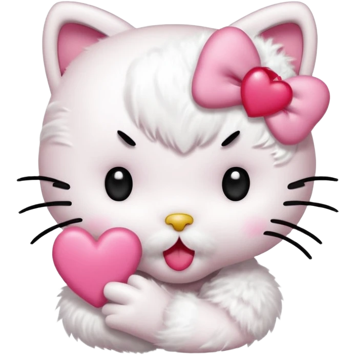 Hello kitty qui fait un bisous avec sa bouche et un cœur rose sort de sa bouche  emoji