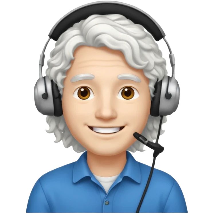 young pc tech guy with long curly white hair, no glasses emoji