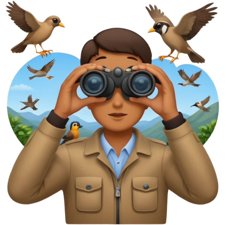 Bird-watching scene with binoculars in hands emoji