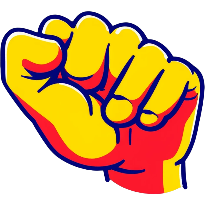 strong muscular fist with bright colors floating emoji
