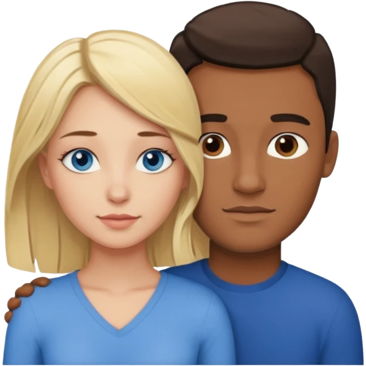 blonde hair blue eyes woman embracing a taller man who has brown skin and dark hair more like the first one emoji