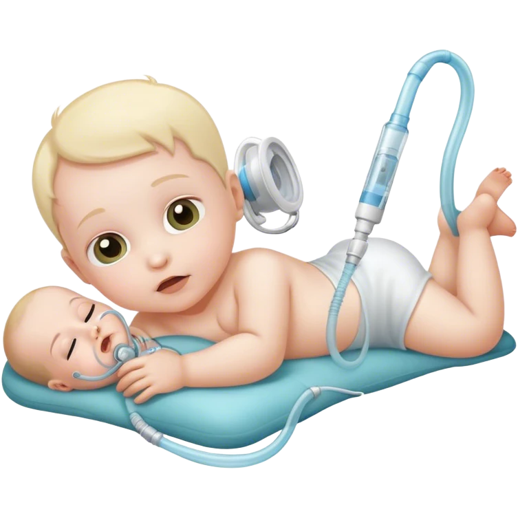 bebe com tubo para respirar emoji