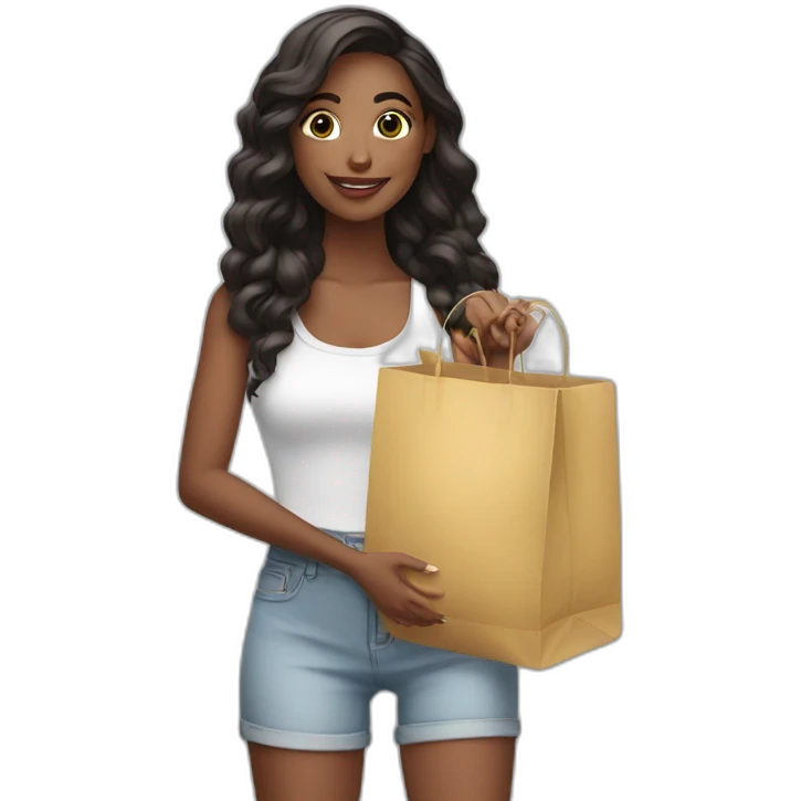 influencer promoting a purchase in her arms emoji
