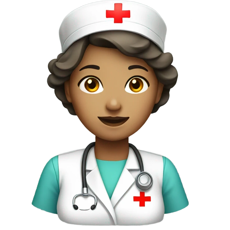short hair female nurse with red cross sign hat  emoji