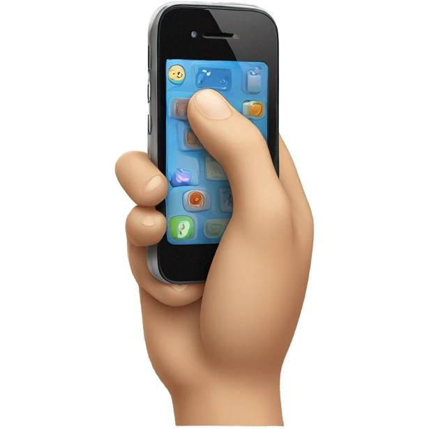 mobile phone with waving hand coming out of screen emoji