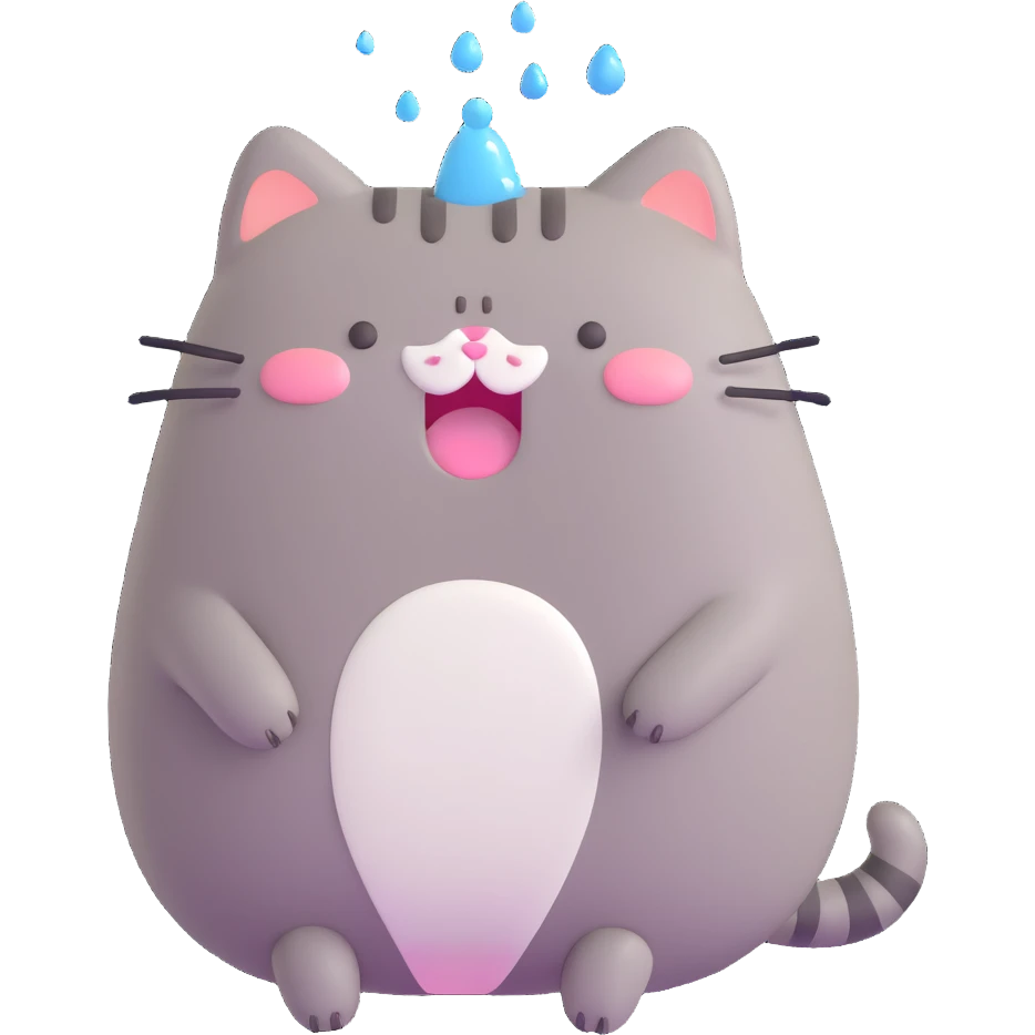 Pusheen cat crying with big tears streaming down its face, expressive and emotional, 3D style emoji