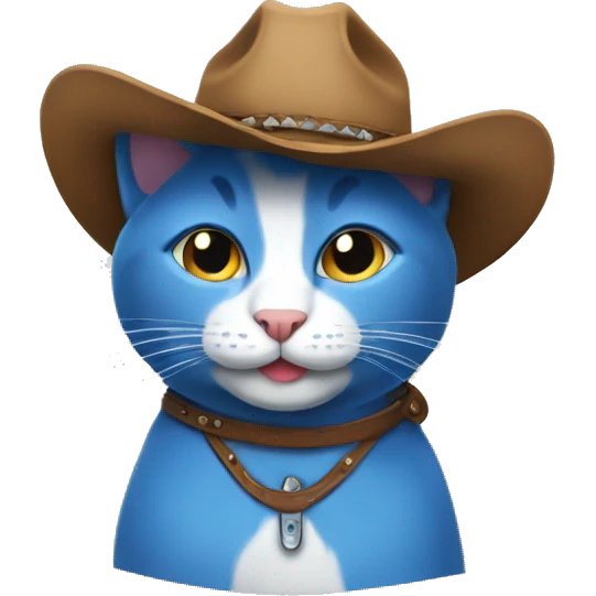 Blue cat in cowboy hat emoji