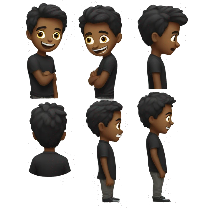 handsome boy with black shirt in crazy pose emoji