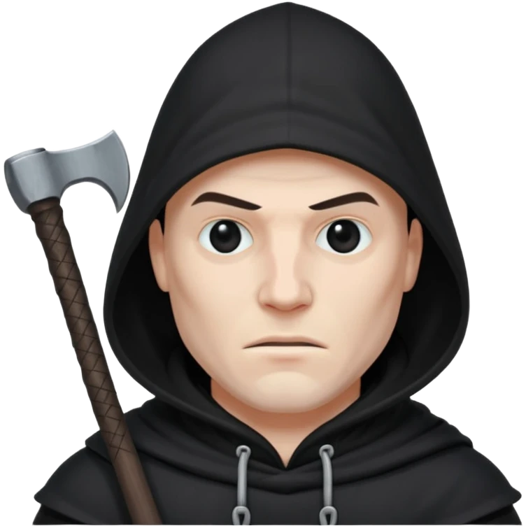 an executioner with a black hood so we can't see his face but only his eyes and an axe in his hand emoji