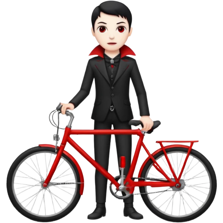 vampire stand with bicycle. emoji