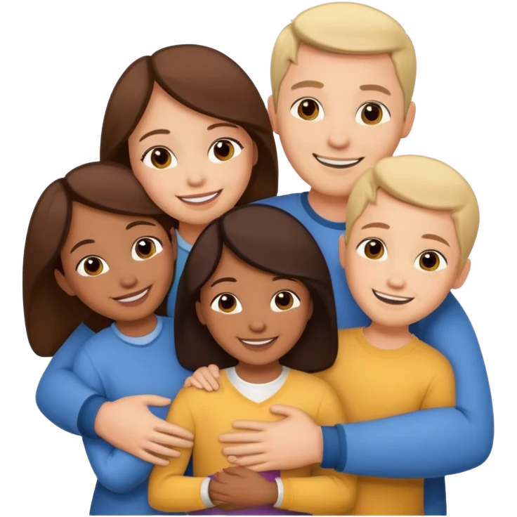 family of 5 hugging each other emoji
