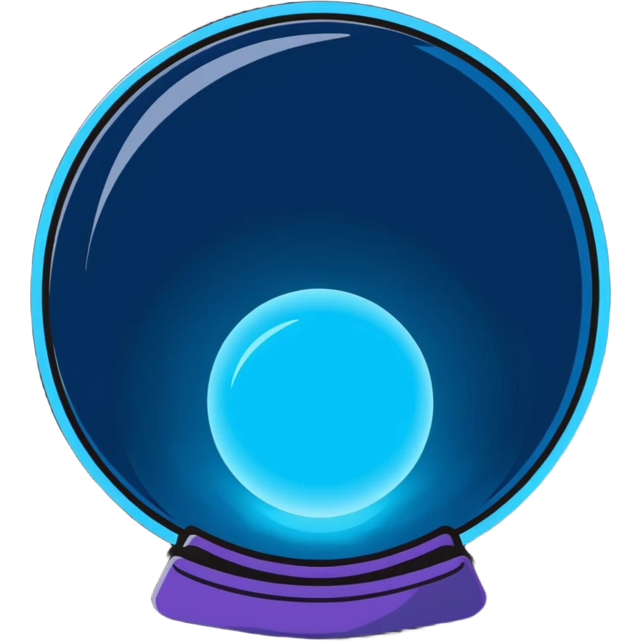 A glowing blue scrying orb with mystical fog inside emoji