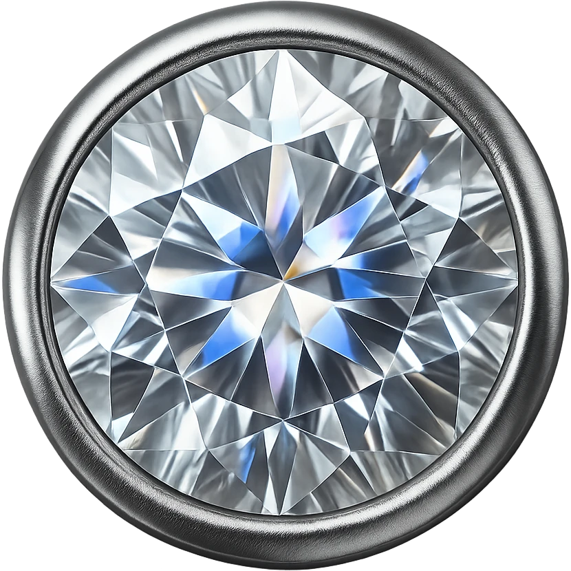 round cut white diamond with holographic shine emoji