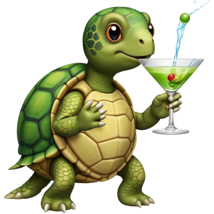 turtle wearing a watch drinking a martini emoji