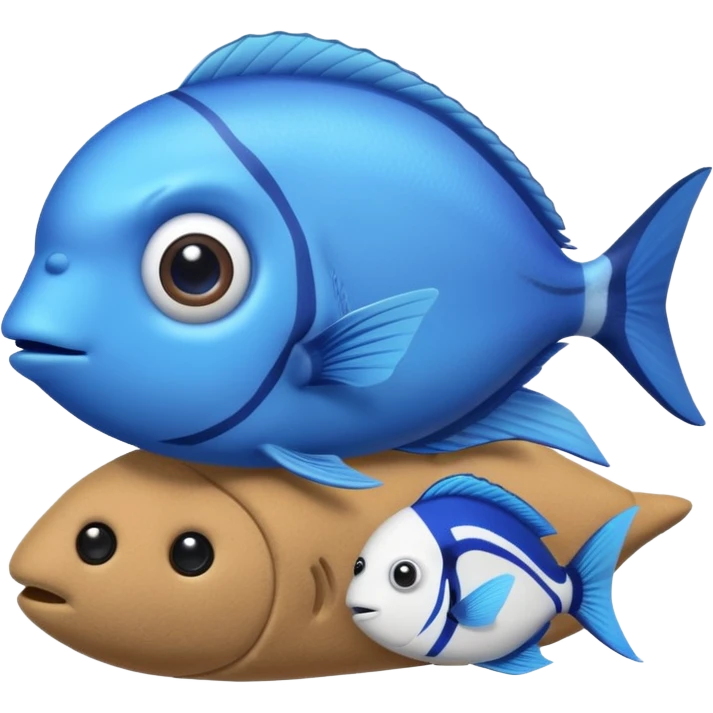 baby blue tang fish next to a teddy bear emoji