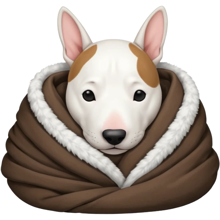 bull terrier sleeping cozy with blanket black head and ears emoji