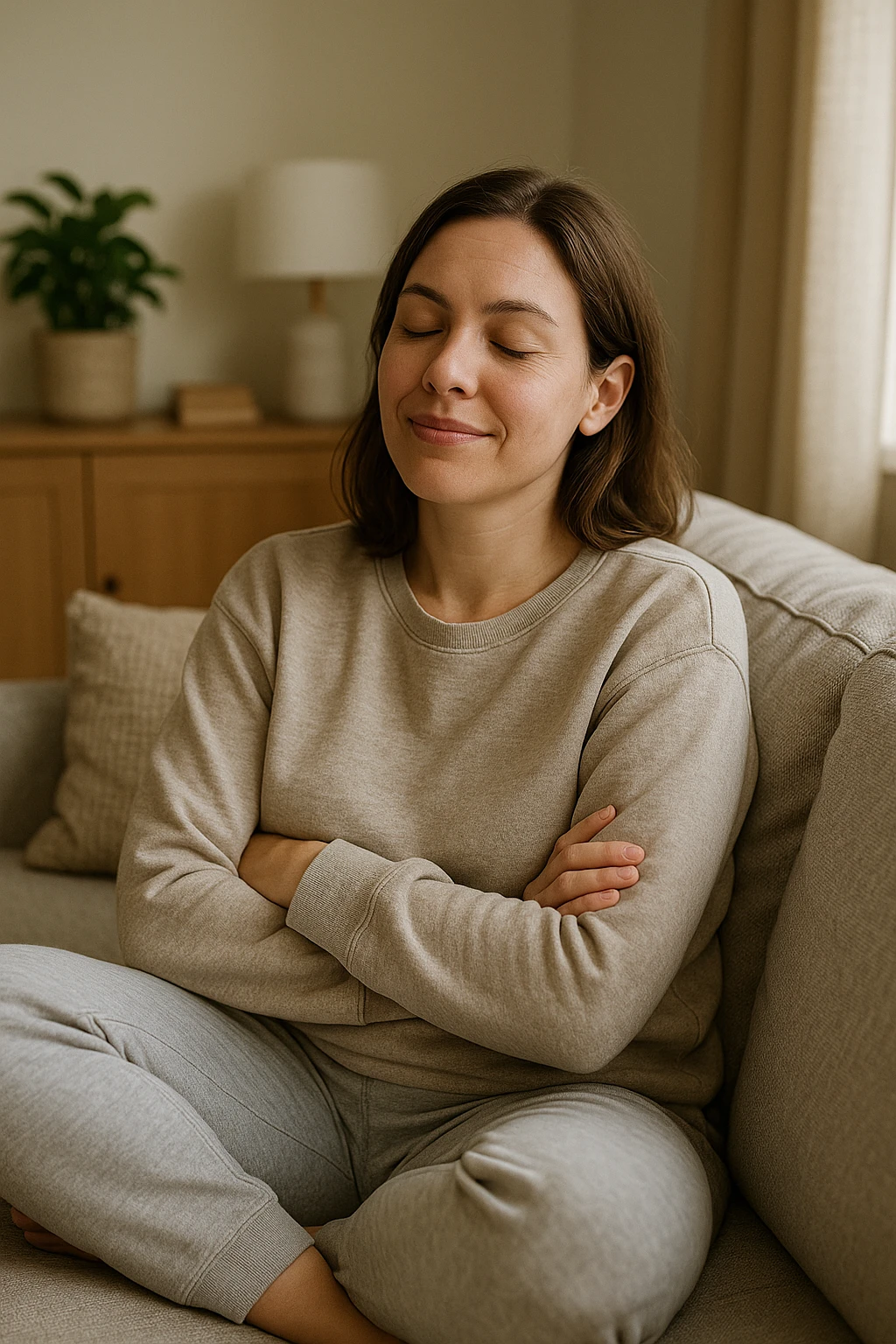 donna che vuole rimanere nella sua zona di comfort. Immagini realistiche emoji