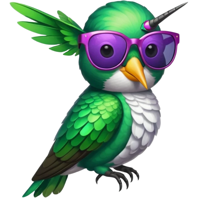 green hummingbird with sunglasses emoji