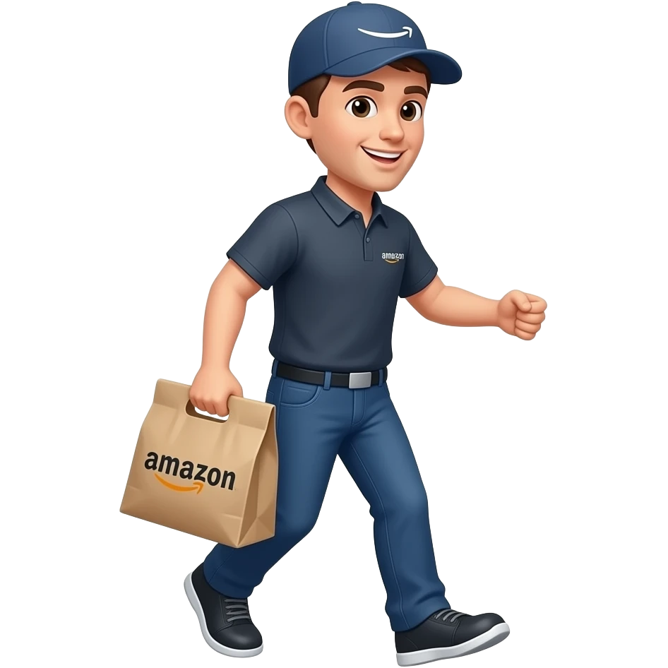 amazon delivery boy full turn right emoji
