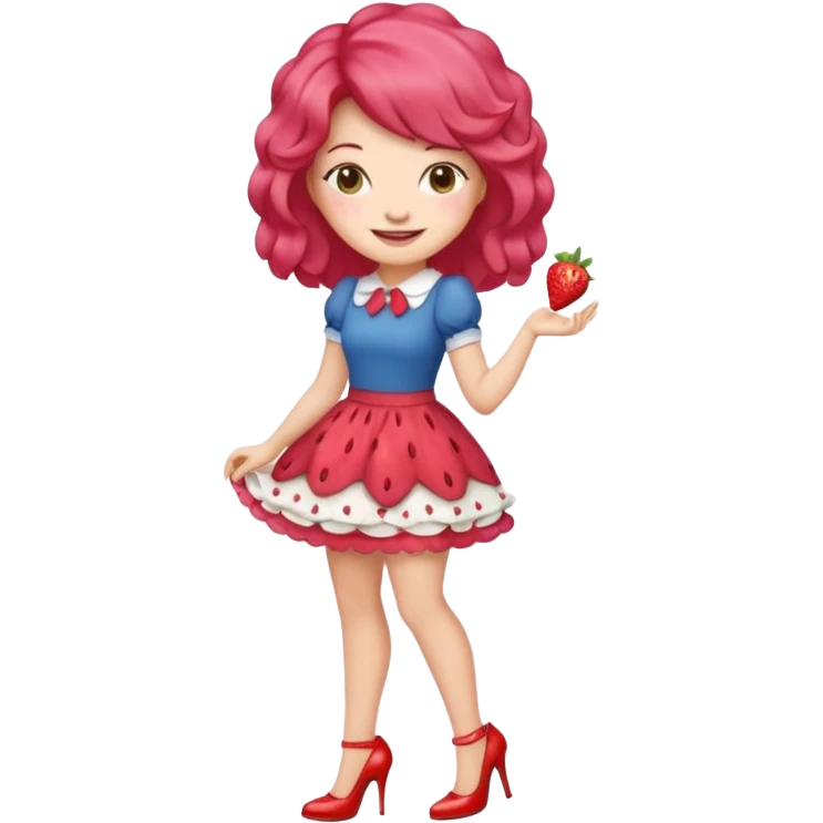 pretty and cute realistic modern day strawberry shortcake full body with high heels emoji emoji