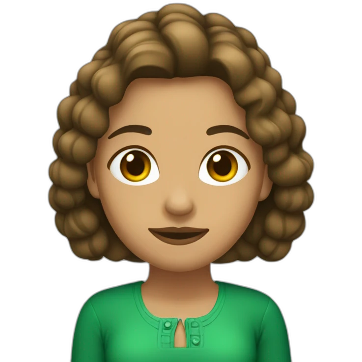 Mujer de 28 años con pelo castaño y ojos verdes emoji