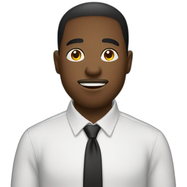 black male in dress shirt covering mouth emoji