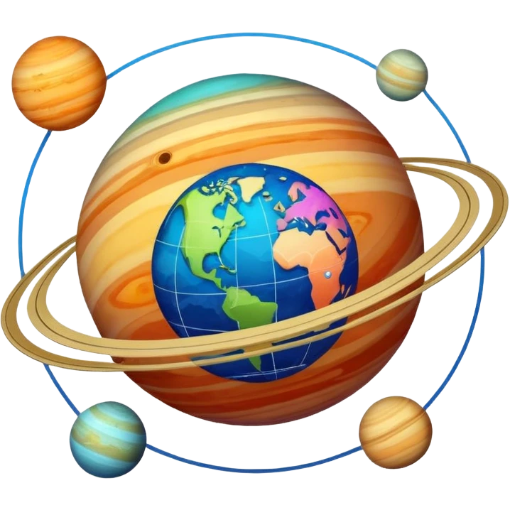 colorful planets with lines connecting them resembling a trigonometry diagram, sense of calculation and measurement emoji