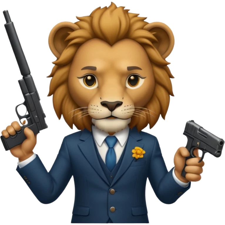 lion  gangster  with gun  emoji