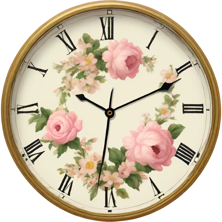 vintage rococo light pink dainty floral clock emoji