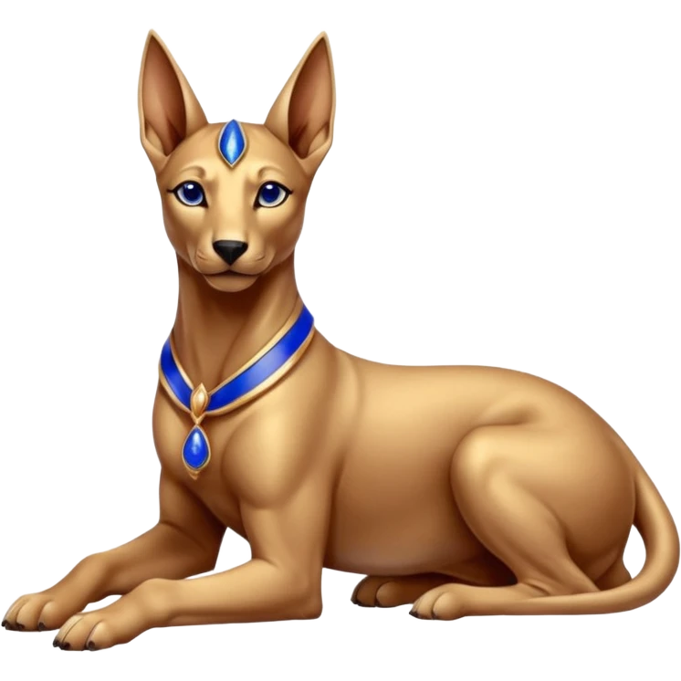  Short-eared Black lapis rose gold beautiful woman anubis puppy floor statue posed  emoji