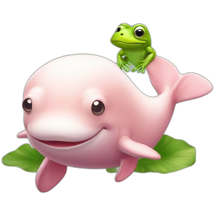 Pink beluga whale with the face of a frog emoji