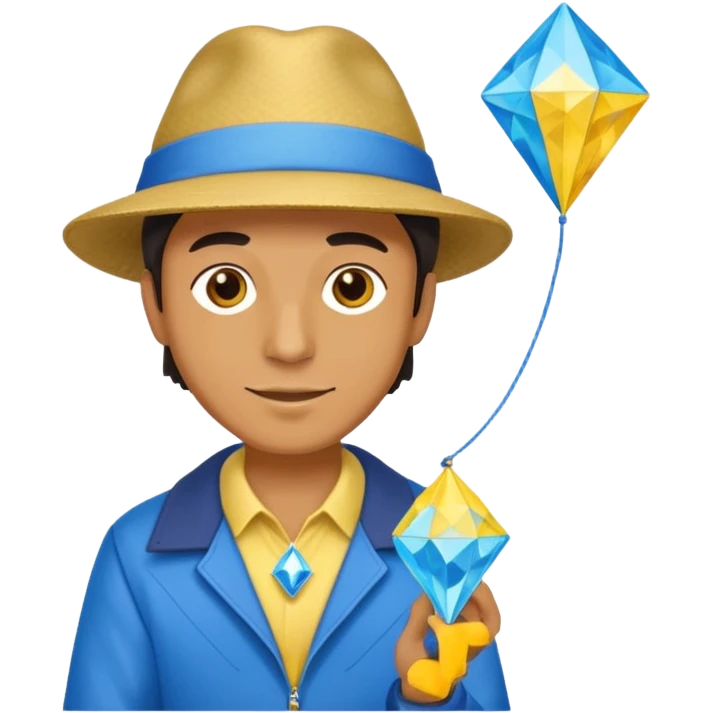 Man with diamond kite,Kite Flyers emoji