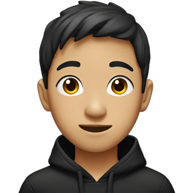 Asian boy wearing black hoodie emoji